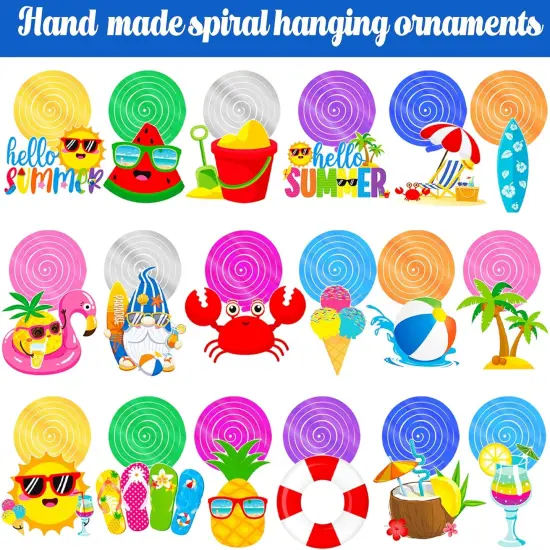 Summer Beach Pool Party Hanging Swirls Hello Summer Party Decoration 20pcs Beach Pool Themed Swirl Ceiling Summer Party Hanging Streamer for Hawaii Beach Pool Party Baby Shower Supplies {2}