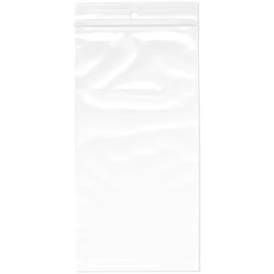 Plymor 4" x 8", 2 Mil with Hang-Hole Zipper Reclosable Plastic Bags {1}