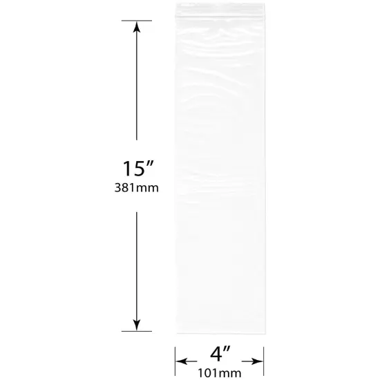 Plymor 4" x 15", 2 Mil Zipper Reclosable Plastic Bags {3}