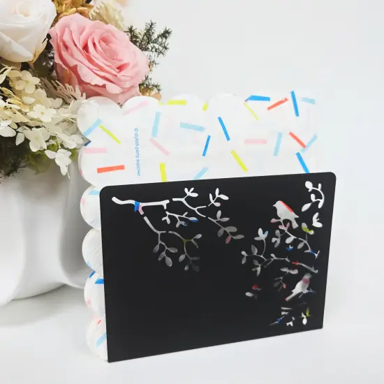 Mango Steam Songbird Tabletop Napkin & Letter Holder for Home, Kitchen, Restaurants Black {5}