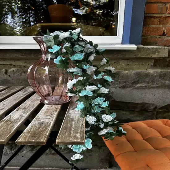 Artificial Rose Rattan Garland Fake Rose Vine Hanging Rose Ivy Baby Blue White Flowers Home Hotel Office Wedding Party Garden Craft Art Decoration {6}