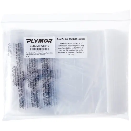 Plymor Zipper Reclosable Plastic Bags With Printed Suffocation Warning, 2 Mil, 10" x 13" {4}