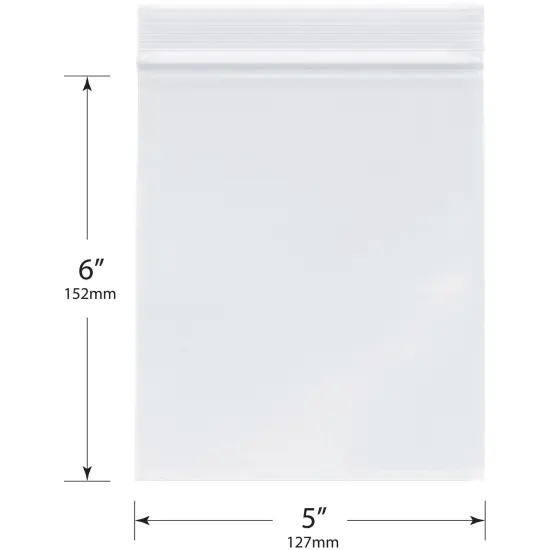 Plymor 5" x 6", 2 Mil Zipper Reclosable Plastic Bags {3}