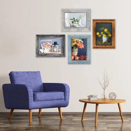 4x6 Picture Frames Set of 4 Rustic Retro Photo Frame with plexiglass Glass Wall Mount and Tabletop Display Family Friends Wedding Gift {2}