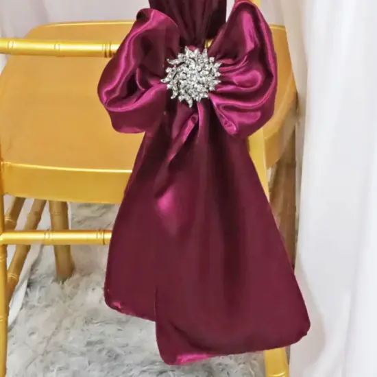 10 Pieces Satin Chair Sashes 8 by 108 inches Sangria {4}