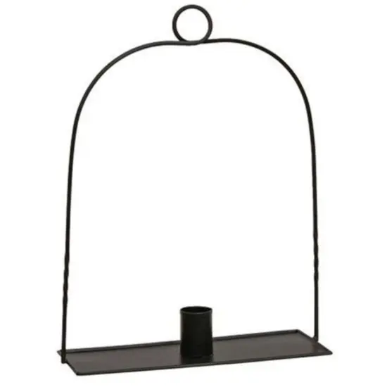 Black Iron Hanging Taper Holder and Wrought Iron, Arch Detail {1}