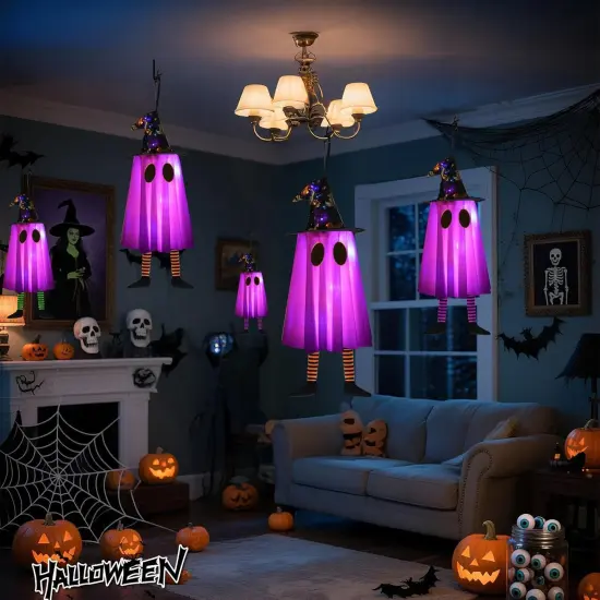 6P Lights Up Hanging Ghosts Halloween Decorations {4}