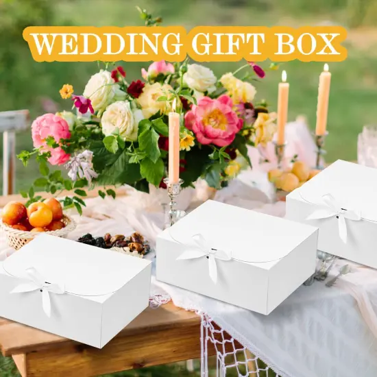 12Pack Gift Boxes, Bridesmaid Proposal Box, White Boxes for Gifts, Paper Gift Box with Ribbon for Presents, Wedding, Bridal Shower, Baby Shower, Birthday Party, Graduation {2}