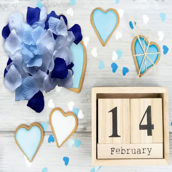 Mixed Blue and White Artificial Silk Flower Rose Petals for Wedding Aisle Decorations Flower Girl Scatter Petals Table Centerpieces {3}