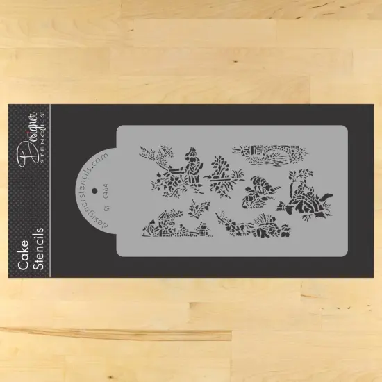 Toile Cake Stencil Side | C464 by Designer Stencils | Cake Decorating Tools | Baking Stencils for Royal Icing, Airbrush, Dusting Powder | Reusable Plastic Food Grade Stencil for Cakes | Easy to Use & Clean Cake Stencil {1}
