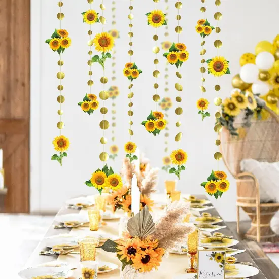 Summer Sunflower Garland 26 Ft Hanging Streamers for Sunflower Baby Shower, Birthday, Wedding, and Autumn Events {2}