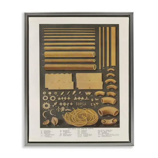 Stupell Industries Various Pasta Shapes Vintage Floating Frame Design by Phillipa Katz {1}