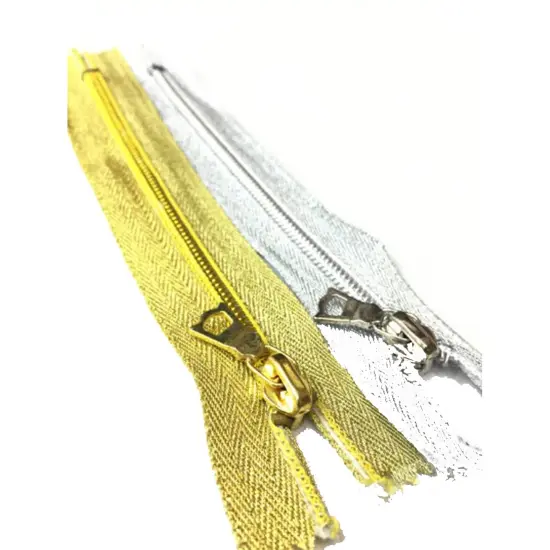 5MM 6 Inch Coil Pocket Zipper Closed Bottom Metallic Gold / Slvr {4}