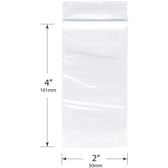 Plymor 2" x 4", 2 Mil Zipper Reclosable Plastic Bags {3}
