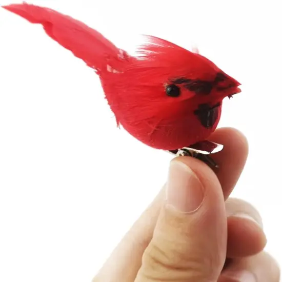 20PCS Christmas Mini Cardinal Clip on Tree Ornaments Bird Decorations, Artificial Red Cardinal Birds Ornament with Metal Clip {2}