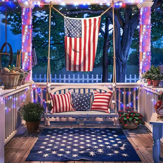 600 LED Red White and Blue Lights Outdoor Plug in, Memorial Day Decorations Lights for Patriotic American Holiday Tree Party Independence 4th of July Decor {5}