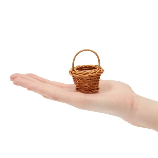 24 Pack Rattan Mini Picnic Baskets with Handles for Tiny Birthday Party Favors or Baby Shower (2.75 In) Brown {5}