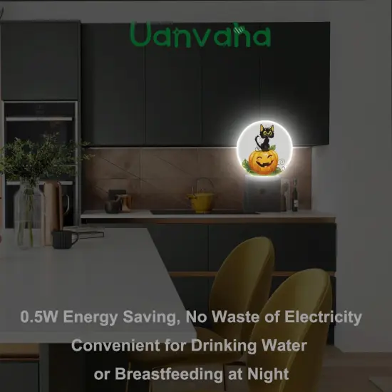 Pumpkin Night Light Cute Black Cat Kitten {4}