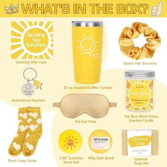 Unique 10pcs Birthday Gift Baskets for Women - Sister & Friendship Cheer Up Box with Get Well Soon & Sunshine Gifts! {3}