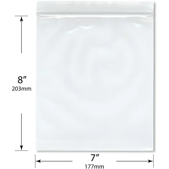 Plymor 7" x 8" (Pack of 100), 6 Mil Industrial Duty Zipper Reclosable Plastic Bags {3}