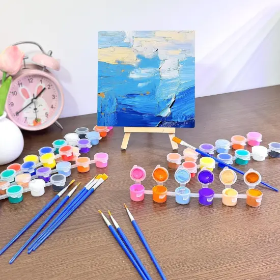 10 Set Mini Acrylic Paint Set, Mini Canvas Painting Kit {2}