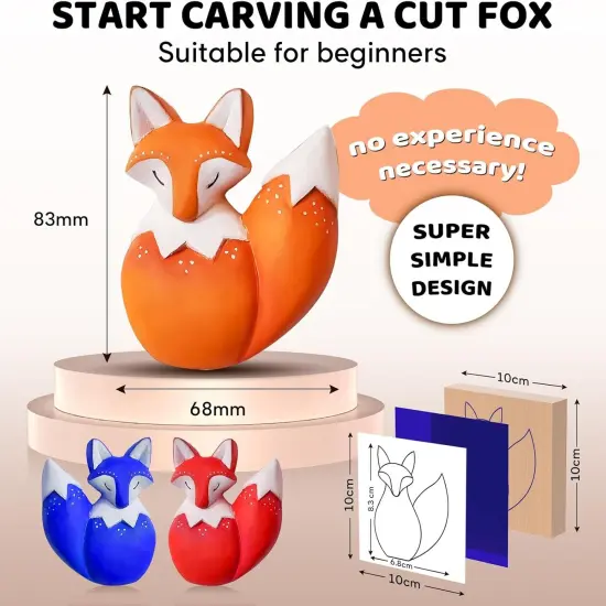 Fox Theme Wood Whittling Kit for Adults and Kids Hobbies {3}