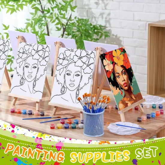 96 Pcs Pre Drawn Canvas Painting Set Sip and Paint Kit {4}