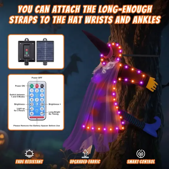 Solar Halloween Decorations Outdoor Witches - Orange Purple {2}