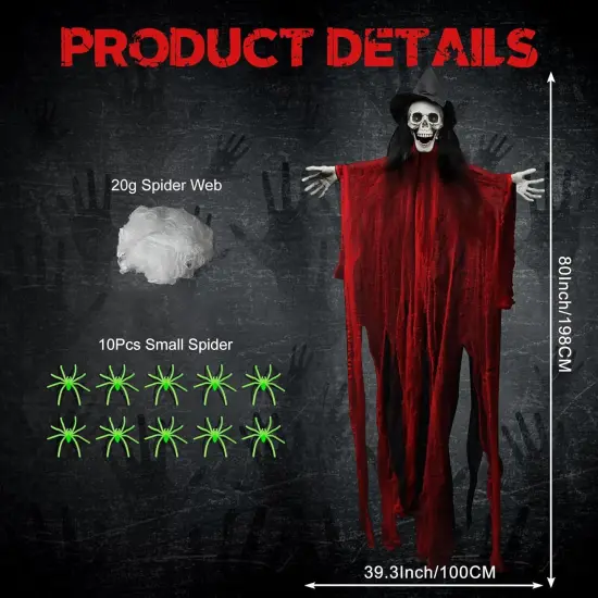 80" Sound & Touch Sensor Halloween Hanging Screaming Ghost Decorations {3}