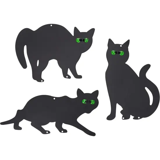 (Set of 3) -Halloween Decoration Outdoor - Black Cat Statues, Scare Cats Yard Sign {1}