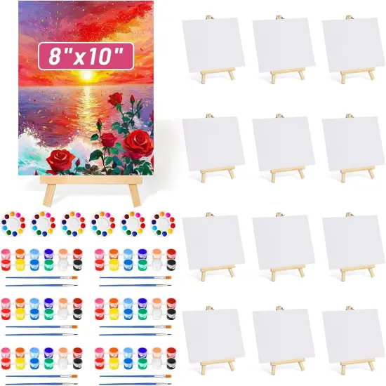 8x10 Inch Canvas and Easel Set Painting Kits for Adults {1}