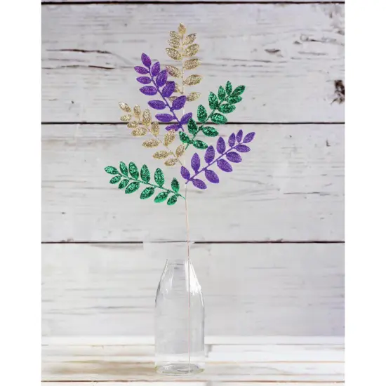 26" Glitter Leaf Spray: Mardi Gras {2}