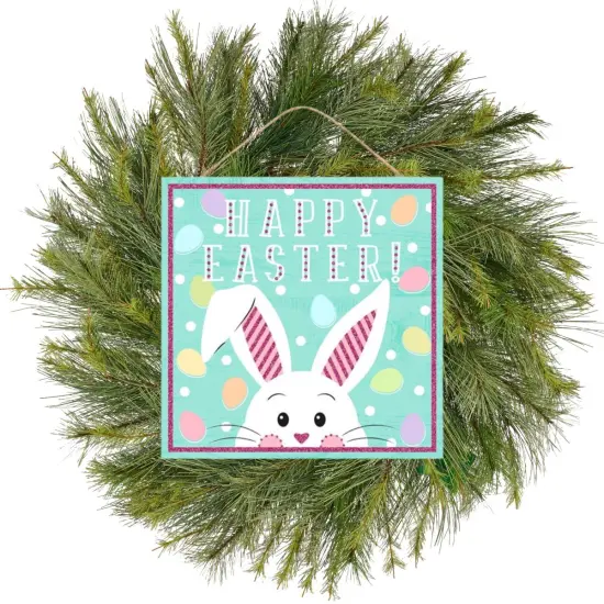10" Wooden Sign: Glitter Happy Easter {3}