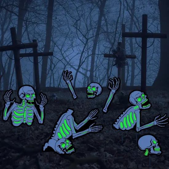 5 Pieces Halloween Yard Signs Outdoor Decorations Fluorescent Halloween {6}