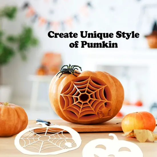 12 PCS Halloween Pumpkin Stencils - 8 Inch {2}