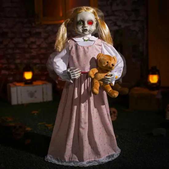 Halloween Animatronics - 36 Inch Animated Doll with Creepy Sound {1}