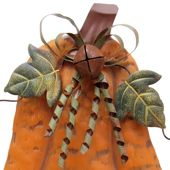 Metal Flat Pumpkin Indoor Outdoor Fall Decoration - Orange {6}