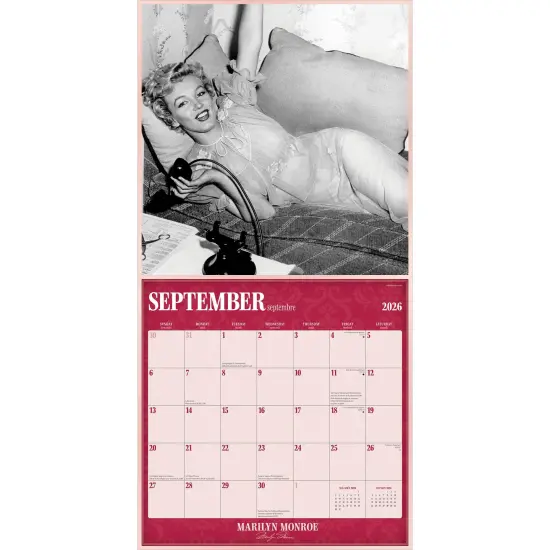Marilyn Monroe OFFICIAL | 2026 12 x 24 Inch (Hanging) Monthly Square Wall Calendar | English/French Bilingual {4}