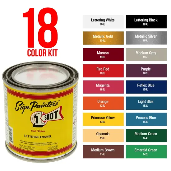 Basic 18 Color Enamel Kit, 1/4 Pint plus Custom Shop 6-Piece Master Pinstriping Brushes {2}