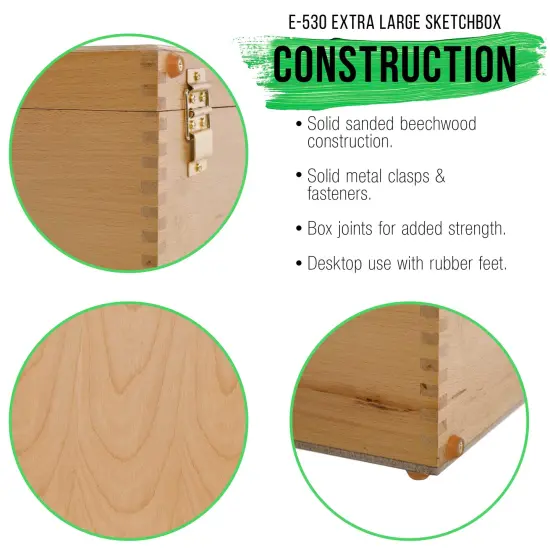 Extra Large 2 Drawer Adjustable Wood Sketchbox Easel with Storage - Portable Artist Desktop Easels for Drawing, Painting, Premium Beechwood - Table top Easel with Paint Palette, Case {5}