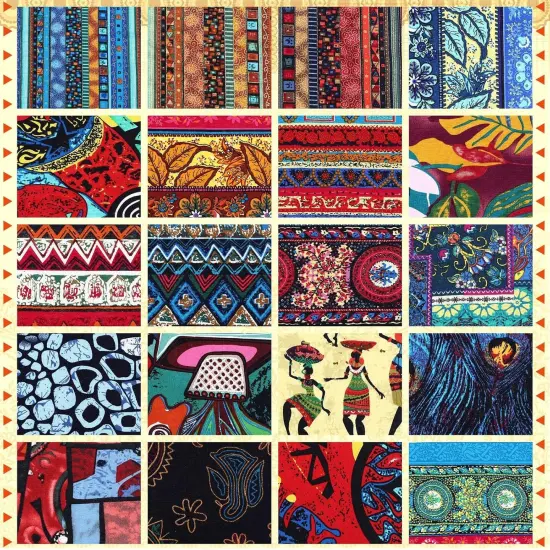 40 Pcs 10 x 10 Inch African Print Fabric Indian Cotton {5}