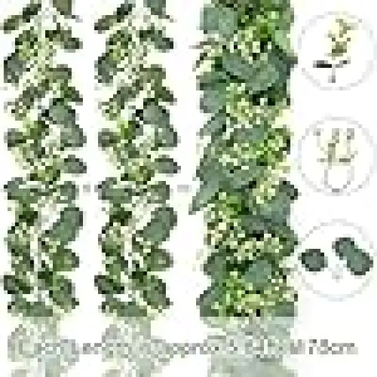 Artificial Faux Silver Dollar Eucalyptus Leaves Vines for Table Home Wedding Mantle Party Indoor Outdoor Decor {2}