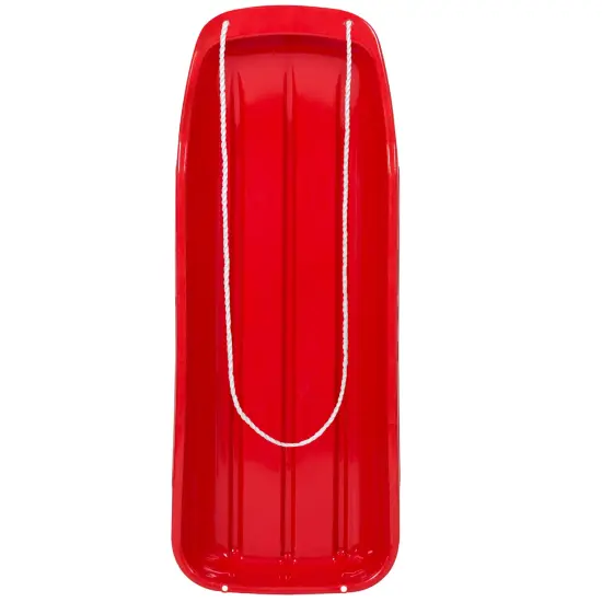 Best Choice Products 48in Kids Outdoor Plastic Sport Toboggan Winter Snow Sled Board Toy w/ Pull Rope Red {1}