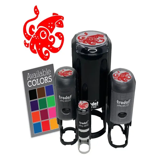 Curious Spotted Squid Tentacles Arms Self-Inking Rubber Stamp Crafting Planners Green {7}