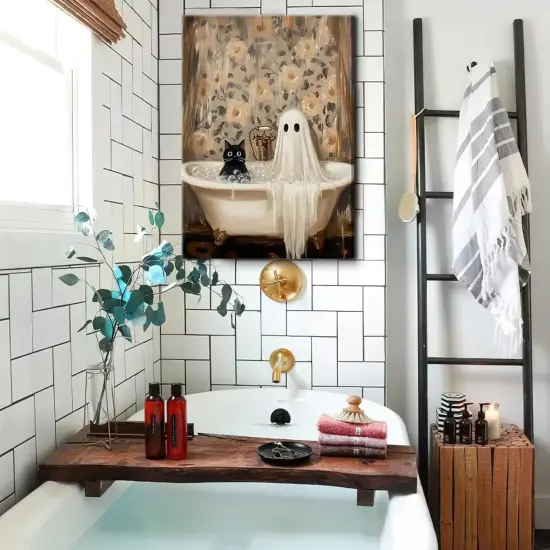 3 Piece Halloween Ghost Canvas Wall Art - 12x16 Inch {4}