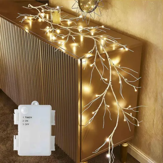 Birch Garland with Lights 6FT 48 LED {1}