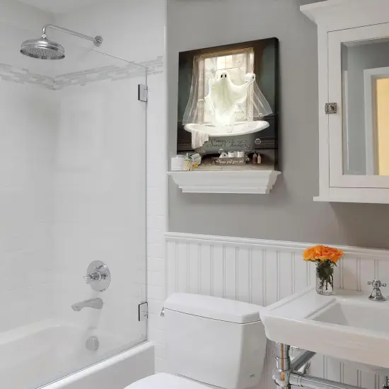 Halloween Funny Ghost Canvas Wall Art - White Ghost Picture (12x16 Inch) {3}