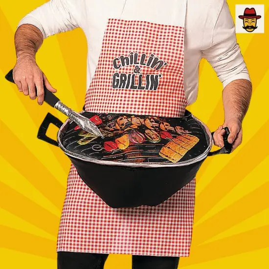 Grill Master Costume Apron With 3D Grill Funny BBQ Halloween Outfit {3}
