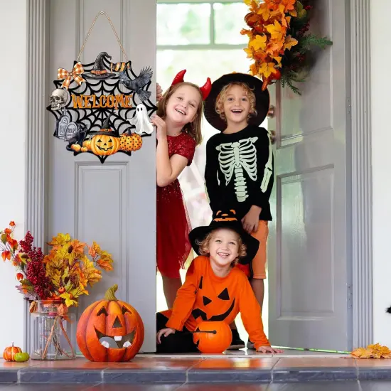 Halloween Front Door Decorations Wooden Wreaths {2}