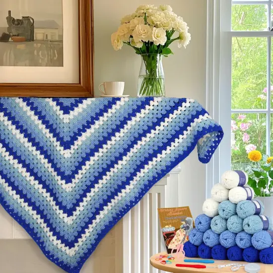 Granny Square Crochet Kits for Adults Learn to Crocheting Blanket Kit {1}